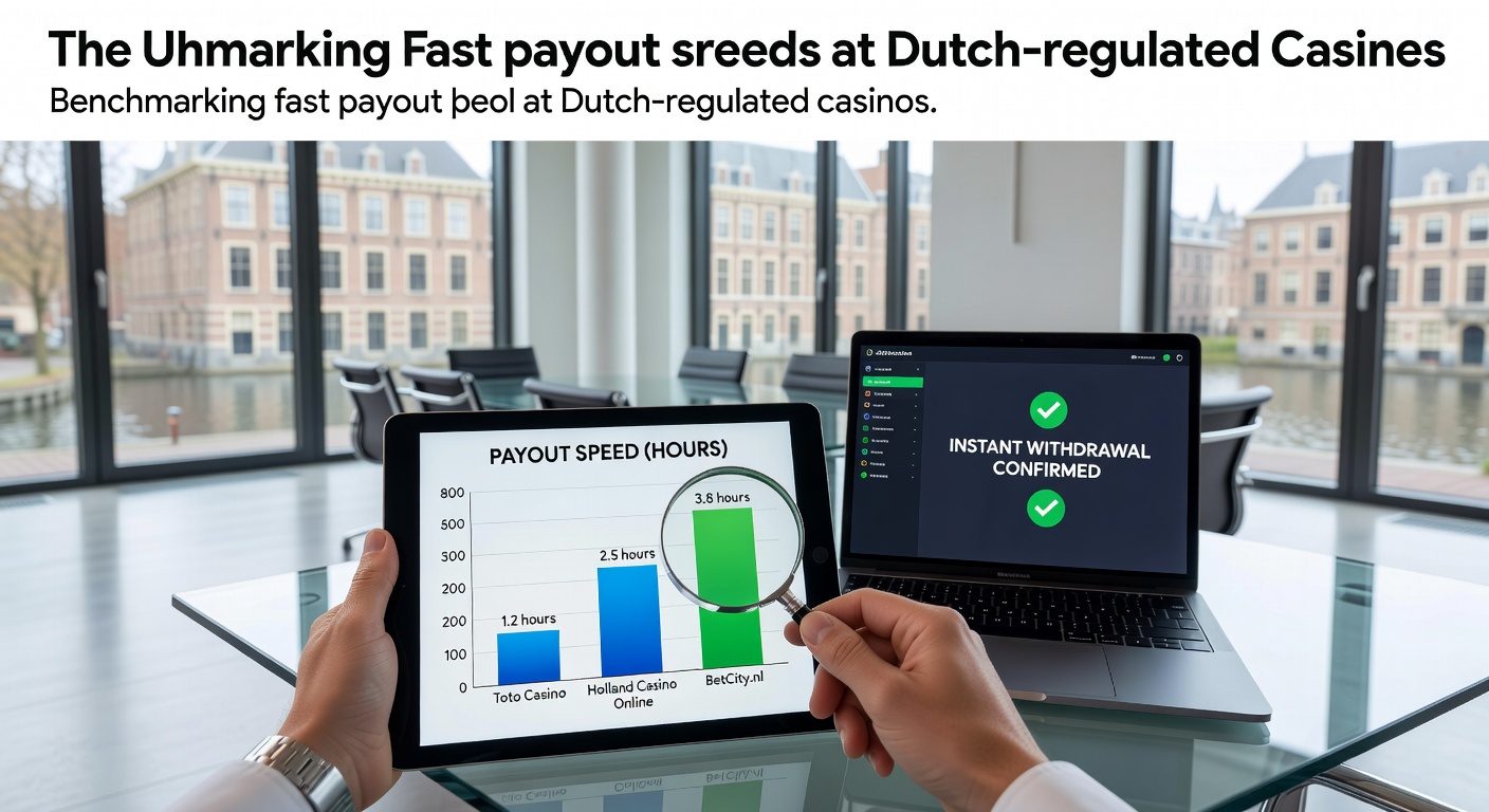 Grafiek met benchmark van uitbetalingssnelheden bij Nederlandse online casinos, inclusief balken voor verschillende betaalmethoden en operators