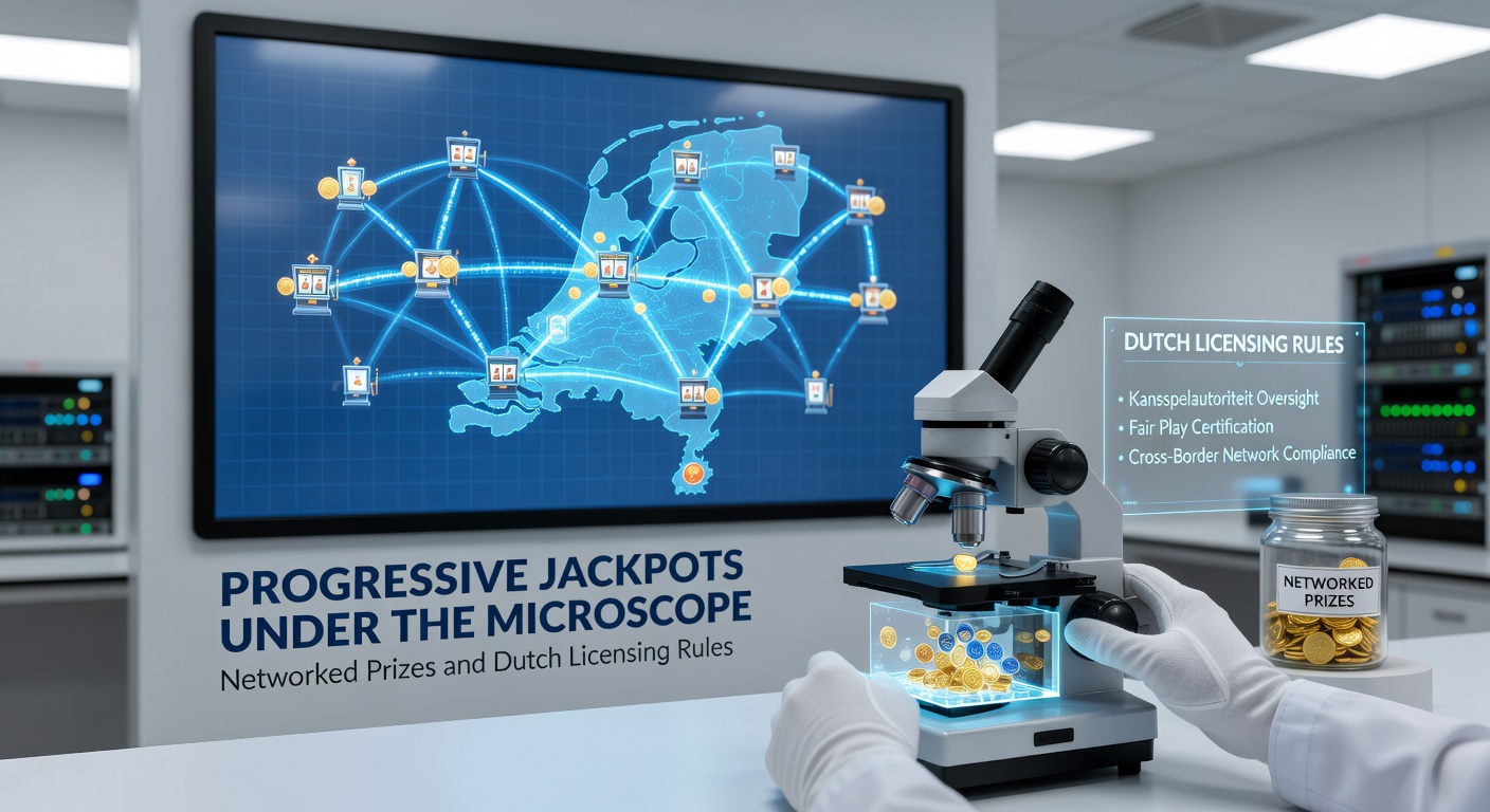 Voorbeeld van een Nederlandse online slot met progressieve jackpotmeter, verbonden in een lokaal netwerk onder KSA-toezicht